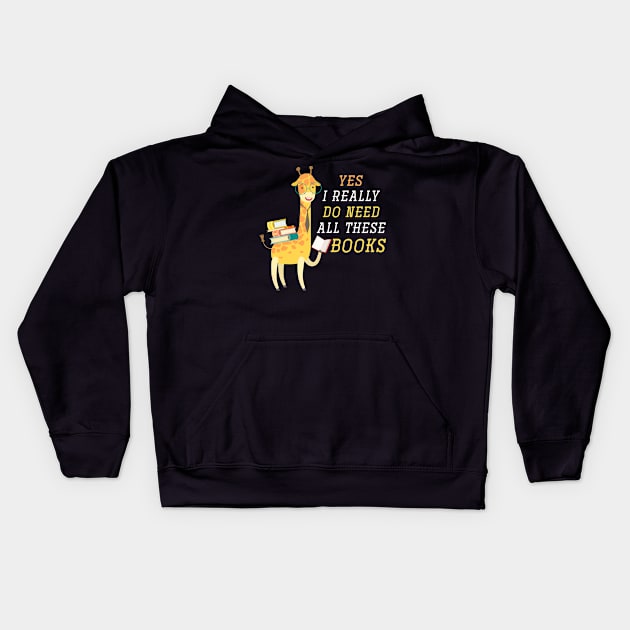 Geeky Bookworm Giraffe Kids Hoodie by shirtsyoulike